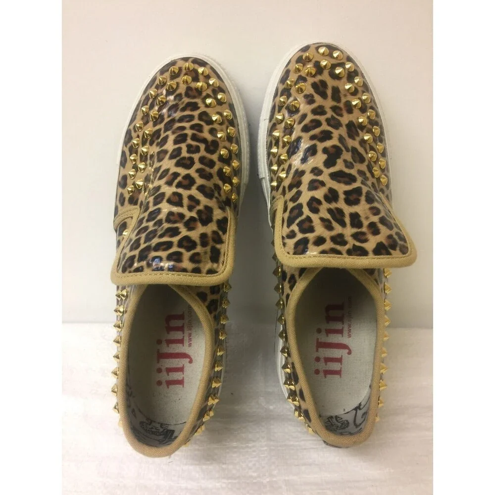 IIJIN women size EU 38 US 9 platform fashion sneakers  manmade -leopard print